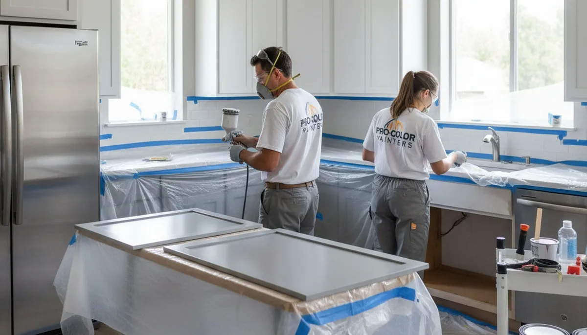 Professional cabinet painting in Greensboro, NC for a kitchen makeover