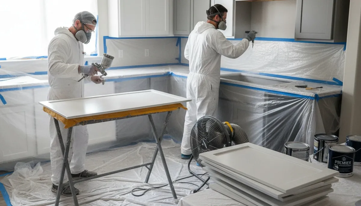 Cabinet painting service in Greensboro, NC for durable kitchen cabinet refinishing