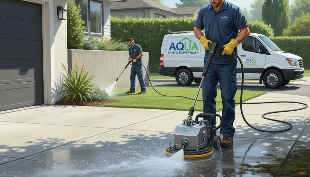 Concrete pressure cleaning in Greensboro, NC for driveway and patio stain removal