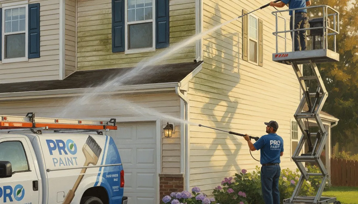 Vinyl siding pressure cleaning in Greensboro, NC by Greensboro Paint Pros removes dirt, mold, and mildew