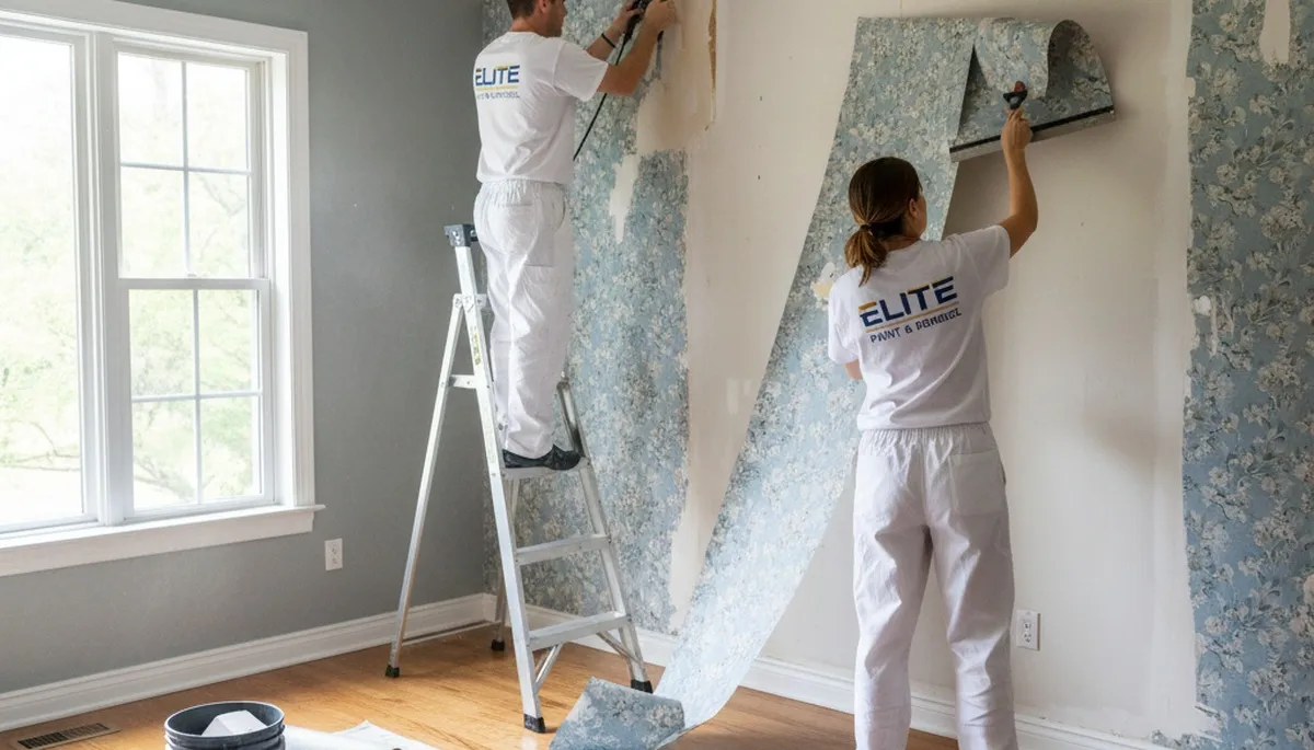 Wallpaper removal service in Greensboro, NC for efficient, careful home prep by Greensboro Paint Pros